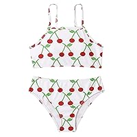 Girls Swim Suits 16/18 Girl's Swimsuit Sport Fruit High Waist Bikini Set Bathing Suit Two Piece Swimsuit 5t