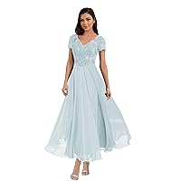 Mother of The Bride Dresses for Wedding A Line Lace Wedding Guest Dresses for Women Tea Length