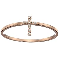 Amazon Collection 10k Rose Gold Diamond Accent Cross Ring