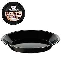 Alpine Cuisine Carbon Steel Pie Pan with Nonstick Coating, Pie Plate for Baking Kitchen, Round Baking Dish Pan for Dinner, Non-Stick Pie Plate with Soft Fluted Edge for Apple Pie - Black