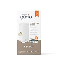 Diaper Genie Select Pail is Made of Durable Stainless Steel and Includes 1 Starter Square Refill That can Hold up to 165 Newborn-Sized Diapers.