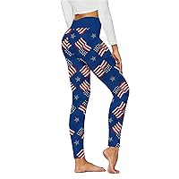 Womens 4Th of July Sports Seamless Leggings High Waist Flag Scrunch Butt Tights Skimpy Patterned Tights Tummy Control