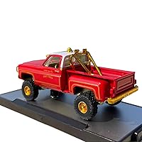1/64 Scale Pickup Fire Truck Model for Chevrolet Scottsdale Model Gifts for Boys Adult Birthday