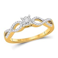 The Diamond Deal 10kt Yellow Gold Womens Round Diamond Solitaire Twist Promise Bridal Ring 1/6 Cttw