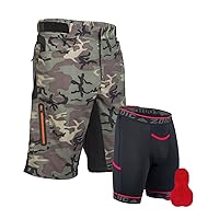 Men's Ether Camo Mountain Bike MTB Cycle Riding Short Relaxed Fit 12 inch Inseam, UPF 50+