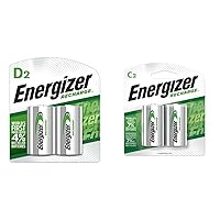 Energizer Rechargeable C and D Batteries, Recharge C and D Battery Precharged Combo Pack, 4 Count