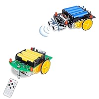 Ultrasonic Obstacle Avoidance Smart Car Kit and Remote Control Car Kit, Beginners Soldering Practice Robot Car Kit for Home and School Education(Battery Not Include)