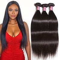 UNice Hair Brazilian Straight Hair 3 Bundles Hair Weft 100% Unprocessed Virgin Human Hair Extensions Weave Natural Color (20 22 24inch)