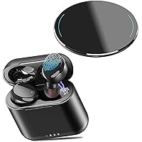 TOZO T6 True Wireless Earbuds Bluetooth 5.3 Headphones Touch Control with Wireless Charging Case W1 Wireless Charger, 10W Qi-Certified Fast Charging Pad