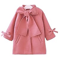 SUUGEN Toddler Kid Baby Girls Warm Wool Bowknot Coat Winter Overcoat Outwear Jacket