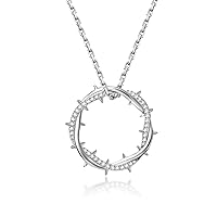 HELLOICE Cross with Crown Of Thorns Pendant Iced Out Necklace for Women and Men 18K Gold Plated 5A CZ Necklace Best Gift