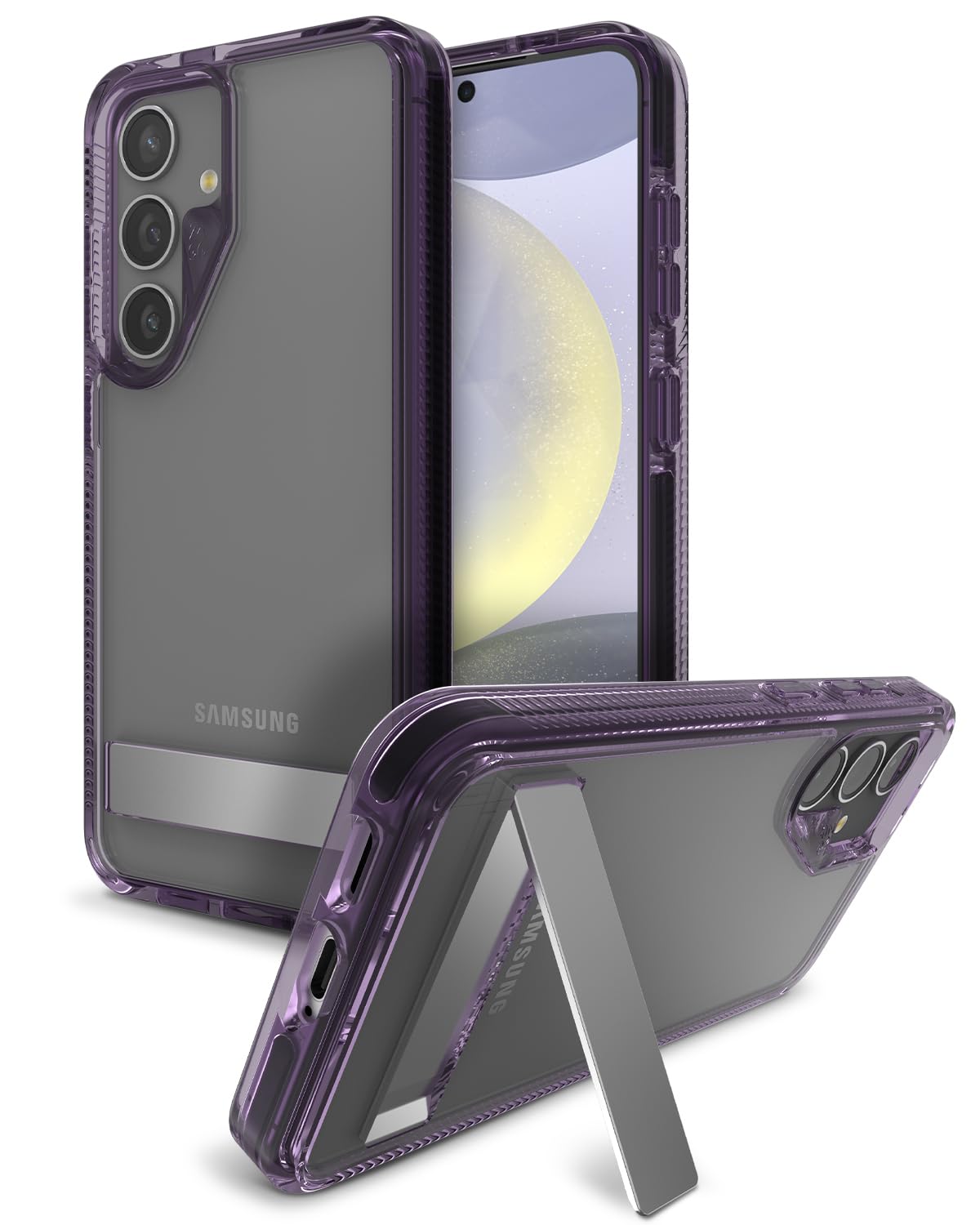 ZAGG Santa Cruz Samsung Galaxy S24 Case with Kickstand - Graphene-Enhanced, Drop-Resistant up to 13ft, Ultra Slim, Clear Case with Color Accents, Grape