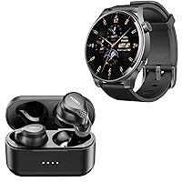 TOZO S5 Smartwatch (Answer/Make Calls) Sport Mode Fitness Watch, Black + NC7 Wireless Bluetooth in-Ear Headphones Matte Black
