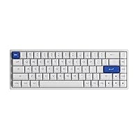 Akko Blue on White 3068B Plus Hot-swappable Mechanical Gaming Keyboard with PBT Keycaps, 2.4G Wireless/Bluetooth/Wired 65 Percent 68-Key RGB White Keyboard, Compatible with Mac & Win Jelly Pink