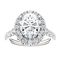 Kiara Gems 5 CT Oval Moissanite Engagement Ring Wedding Eternity Band Vintage Solitaire Halo Silver Jewelry Anniversary Promise Vintage Ring