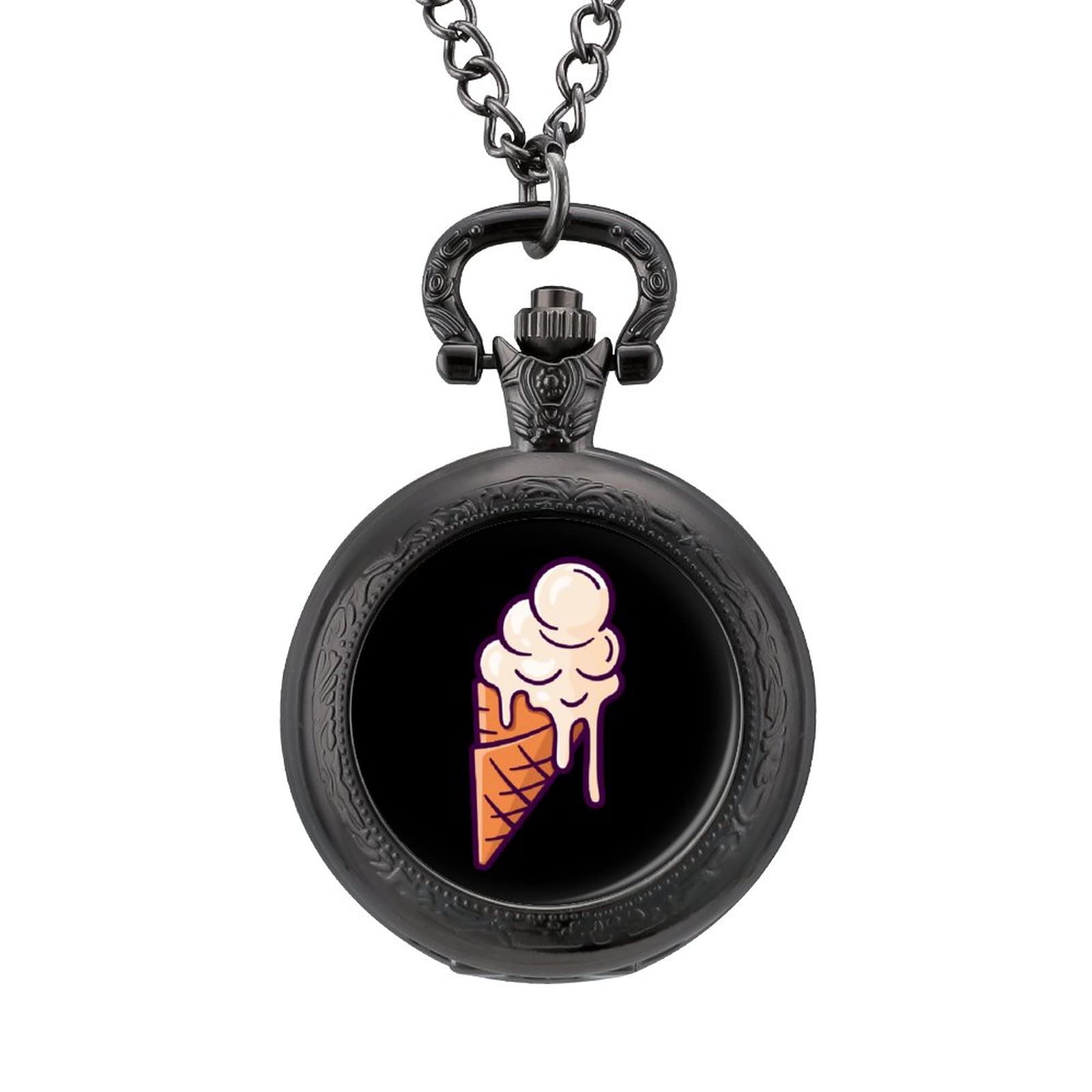 Melting Ice Cream Balls Personalized Pocket Watch Vintage Numerals Scale Quartz Watches Pendant Necklace with Chain