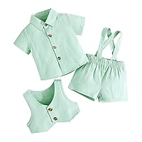 IMEKIS Toddler Baby Boy Baptism Christening Outfit Bowtie Dress Shirt Suspenders Shorts Vest Wedding Formal Suits