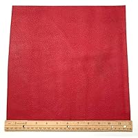 Upholstery Leather Piece Bright Red Square Cowhide Light Weight 12