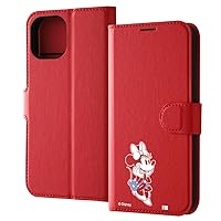 Inglem iPhone 15 Case, Disney Notebook Type Leather Case, Magnet, Minnie Mouse_sitting2