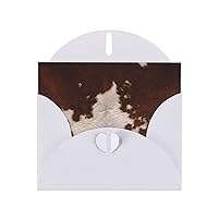 Red Brown Cowhide Print Blank Greeting Cards, Love Buttons, Pearl Paper Envelopes Suitable For Various Occasions - Anniversary Cards, Thank You Cards, Holiday Cards, Wedding Cards, Congratulations, And More