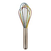 RSVP International Endurance Silicone Balloon Whisk, Safe for Non-Stick Cookware, All-Purpose Wide Kitchen Whisk Whipping Egg Whites, Custards, Mixing Batters & Sauces, Rainbow, 8-Inch