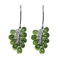 Peridot Drop Shape Gemstone Jewelry 925 Sterling Silver Drop Dangle Earrings For Women/Girls