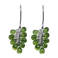 Peridot Drop Shape Gemstone Jewelry 10K, 14K, 18K White Gold Drop Dangle Earrings For Women/Girls