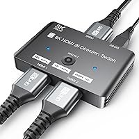 8K HDMI Switch, HDMI 2.1 Switcher 8K@60Hz,4K@120Hz, 1080P@240Hz, HDMI Switch 2 in 1 Out, HDMI Splitter 1 in 2 Out for Gaming, HDMI Hub Compatible with PS5/4, Xbox, Roku, Apple TV, Fire Stick