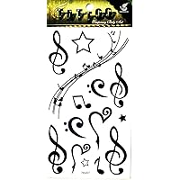 NipitShop 1 Sheet Waterproof Temporary Tattoo Stickers Cute Black Music Notes Arm 3D Hand Art Tatoo Stick Body Tattoo Temporary Waterproof Stickers