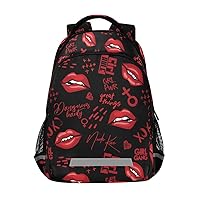 ALAZA Red Lips Kiss Lips and Hearts Backpack Purse for Women Men Personalized Laptop Notebook Tablet School Bag Stylish Casual Daypack, 13 14 15.6 inch