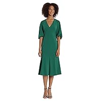 Maggy London Women's Petite V-Neck Raglan FIT and Flare Dress, Forest, 2P