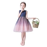 Shanhgai Story Knee Length Lace Girls Wedding Dress Embroidered Flower Princess Sparkle Tulle Birthday Party Dresses