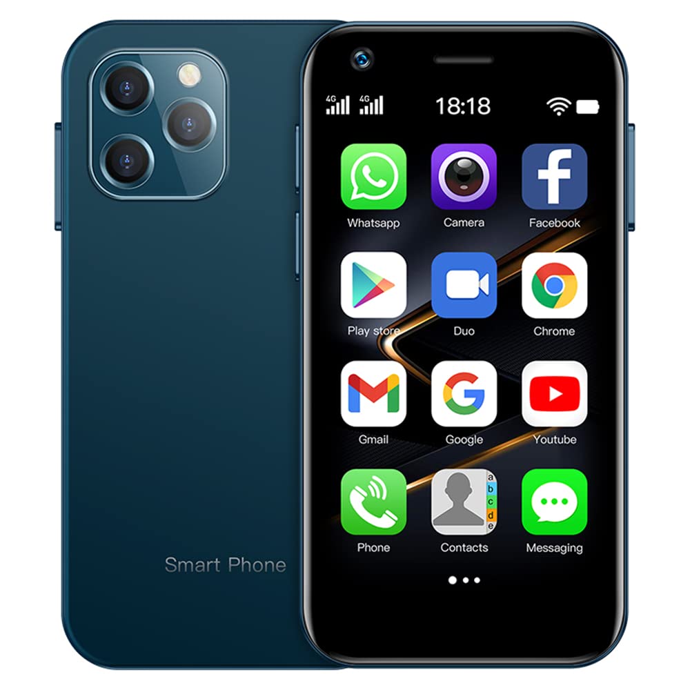 Soyes XS12 Mini 4G Smartphone 3.0 Inch Dual Sim Ultra Thin Unlocked Card Mobile Phone WiFi Bluetooth Hotspot Student Pocket Cellphone (Blue 32GB)