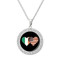 Ireland Flag And American Flag Necklaces for Women Adjustable Length Pendant Fashion Jewelry Gift for Holiday Birthday