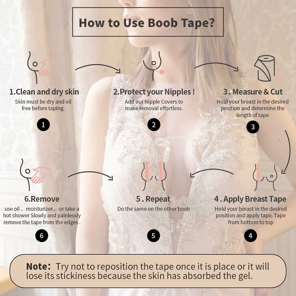 Okela Boob Tape Boobytape,Breast Lift Tape for Large Breast,Body Tape for Bob Lift w 2 Pcs Breast Petal Adhesive Bra