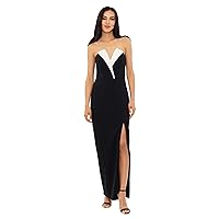 Betsy & Adam Women's Long Strapless Stretch Scuba Crepe Tuxedo Dress