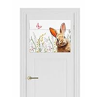 Easter Rabbits Blackout Door Curtains for Door Window,French/Front/Sidelight Door Tie Up Shade Drapes Thermal Insulated Privacy Rod Pocket,Easter Bunny Botanical Wildflower Leaves 1 Panel 26