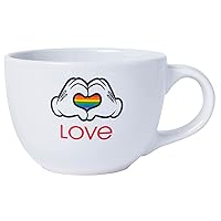 Silver Buffalo Mickey Mouse Hands Rainbow Pride Ceramic Soup Mug, 24 Ounces