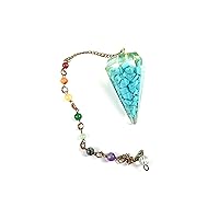 Jet Energized Turquoise Orgone Cone Pendulum 2 Inch Free Booklet Crystal Therapy Image is JUST A Reference