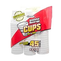 45 Dart Foam Drinking Cups 8.5oz Hot Cold Beverage Insulated Coffee Party Picnic