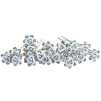 20 Pcs Wedding Bridal Rhinestone Crystal Hair Pins Clips Women Headwear Wedding Decorative Hair Accessories (Blue Flower)