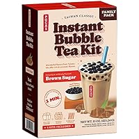 Pocas Bubble Tea Kit, Brown Sugar - Instant Milk Tea Powder with Authentic Tapioca Pearls for Instant Bubble Tea, 5 Kits Per Carton, 15 Oz