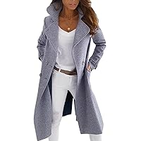 Women's Waterproof Double-Breasted Trench Coat Classic Lapel Overcoat Slim Outerwear Solid Color Mid-Length Coat