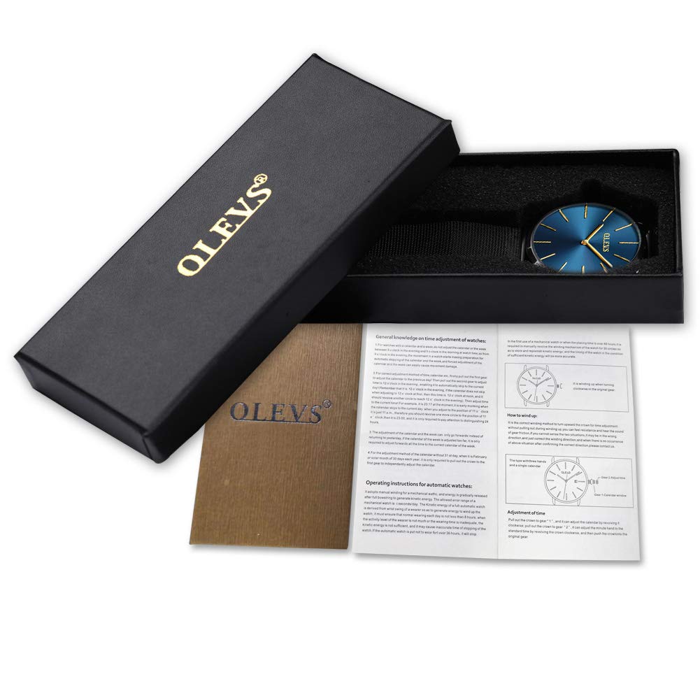 OLEVS Herrenuhren Automatik Skelett Mechanische Luxus Kleid Armbanduhr mit Mondphase Tag Datum Wasserdicht Leuchtende Zweifarbige Uhr