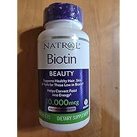 Natrol Biotin, Maximum Strength, 10,000 mcg Tablets 100 ea (Pack of 6)
