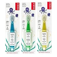RADIUS Totz Toothbrush Extra Soft Brush BPA Free & ADA Accepted Designed for Delicate Teeth & Gums for Children 18 Months & Up - Green Blue Sparkle - Pack of 3