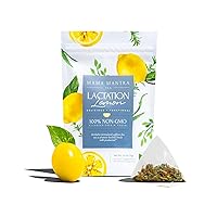 Mama Mantra Lactation Lemon Flavored Tea | Supports Mother's Milk Production for Breastfeeding and Nursing | Organic Ingredients | Mama Owned | 30 Tea Bags