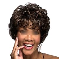 Short Curly Human Hair Wigs for Black Women,with Bangs Loose Afro Full Wigs Soft Bouncy Fluffy for Daily Use 10 Inch