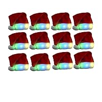Pack of 12 Light Up Multicolor LEDs Deluxe Santa Hat