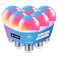 Smart Light Bulbs, WiFi Bluetooth Color Changing LED Light Bulb, A19 E26 RGBTW Light Bulbs That Works with Alexa/Google Home/Apple Home/Siri, Music Sync, 60W Equivalent Smart Bulb, 6 Pack